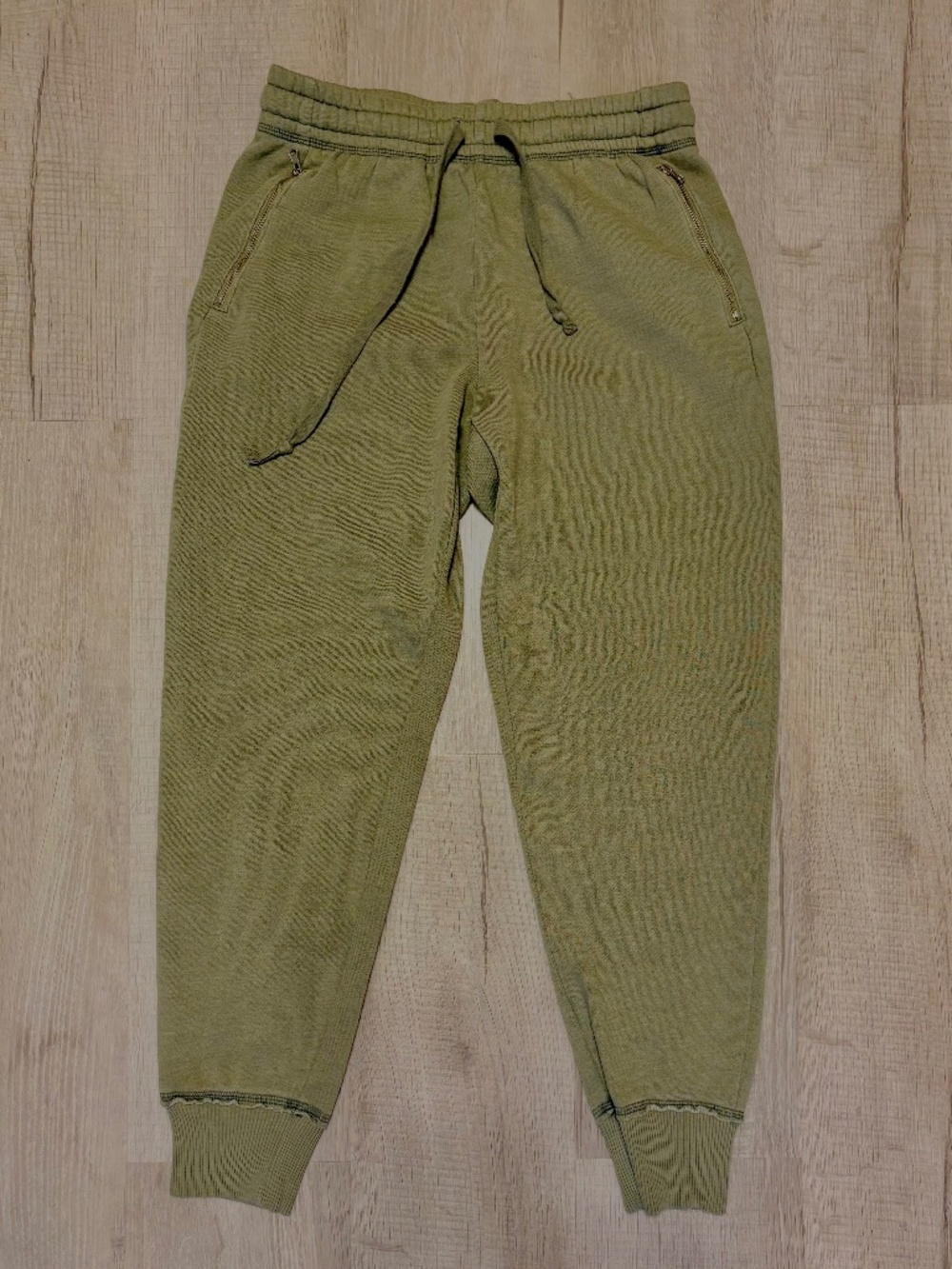 Aerie Jogger Sweatpants Zippered Military Army Green Cozy Loungewear Sz S Cuffed